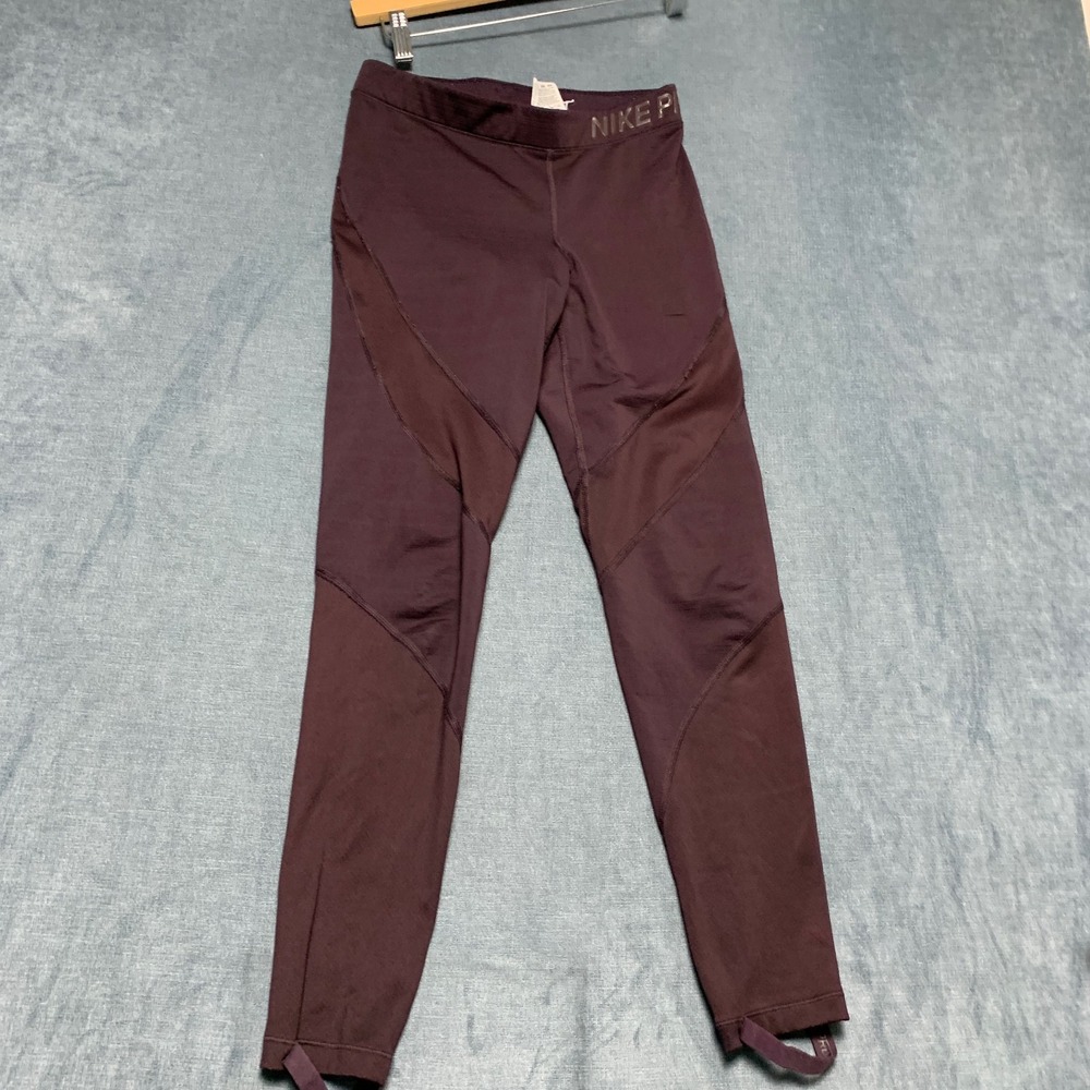 Nike Pro Hyperwarm Leggings Womens Small Plum Stretch Sportswear Elastic Waist